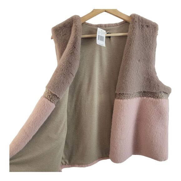 Madison 88 $159 Sz L/XL Fashion Vest Faux Fur-Courdroy Pink/Mauve Pockets - Picture 4 of 12